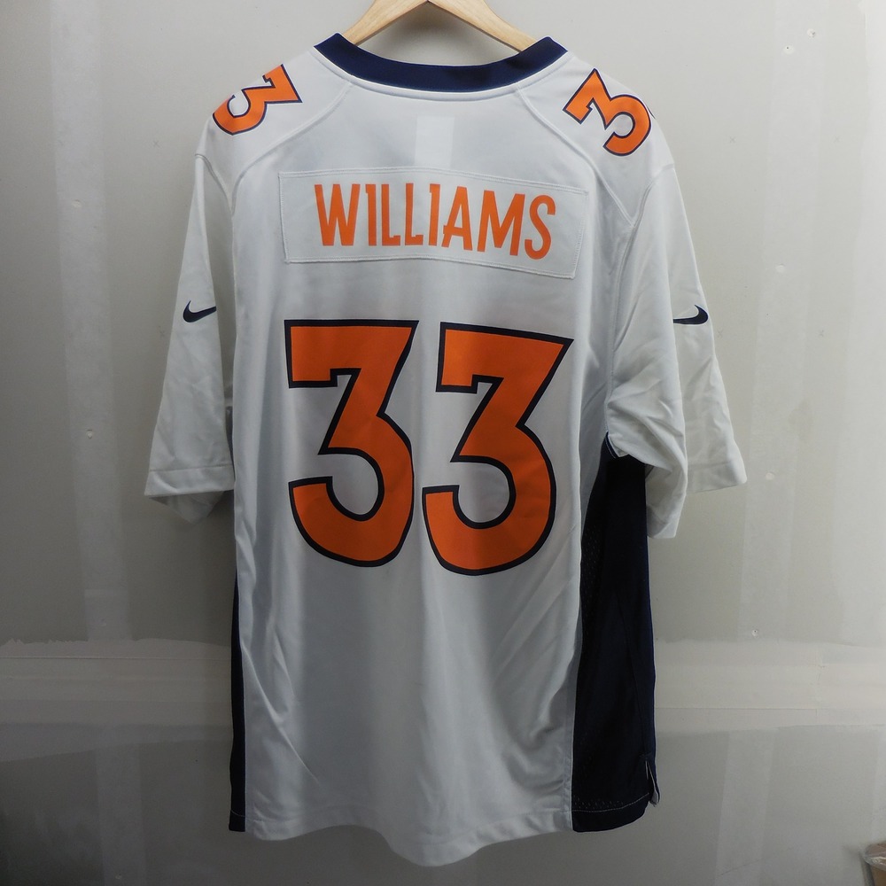 Nike Denver Broncos Javonte Williams 33 NFL Jersey Mens XL White Navy Orange - Picture 2 of 5
